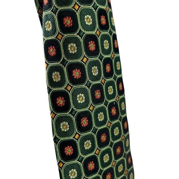 JZ Boulder Jim Herron Mens Green Floral All Silk Hand Made Necktie Neck Tie 3.5" - Picture 4 of 16